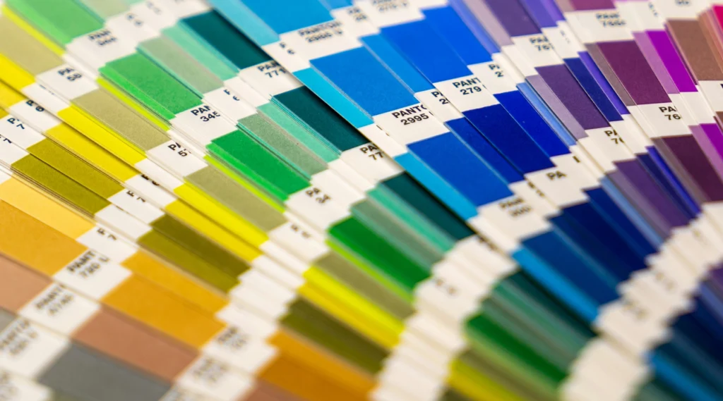 PANTONE© color fan with different colors, symbolizes corporate design.